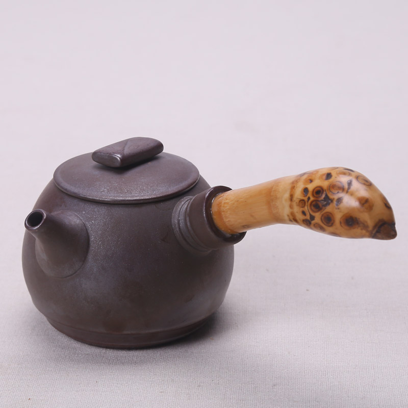德化柴烧工艺陶瓷茶具茶壶竹制把侧把壶高端档茶具配件陶瓷壶包邮