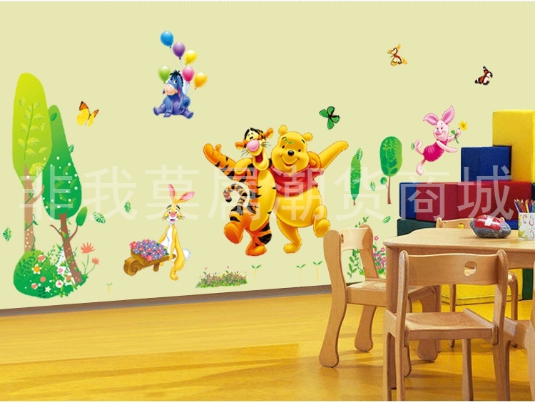 876迪士尼熊可爱卡通墙贴 儿童房幼儿园装饰贴纸 可移除防水批发