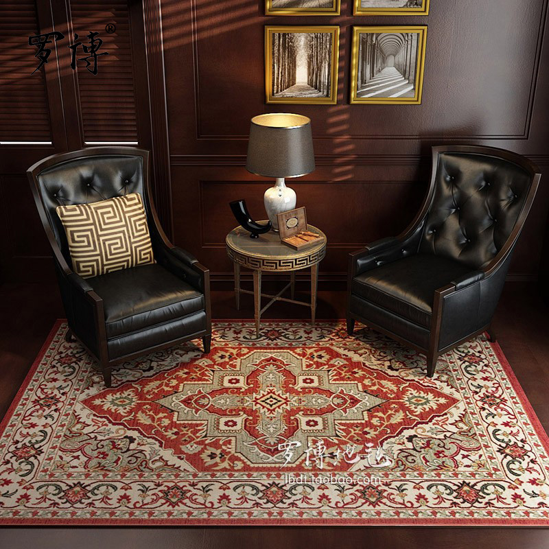 罗博 进口新西兰羊毛地毯现代中式美式欧式复古客厅茶几地毯