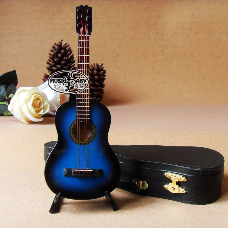 MUSIC BABY蓝色古典吉他模型16cm迷你蓝吉他乐器礼品毕业生日礼物