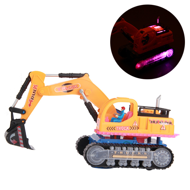 电动挖掘车383-2灯光音乐万向工程车启趣儿童玩具厂家直销