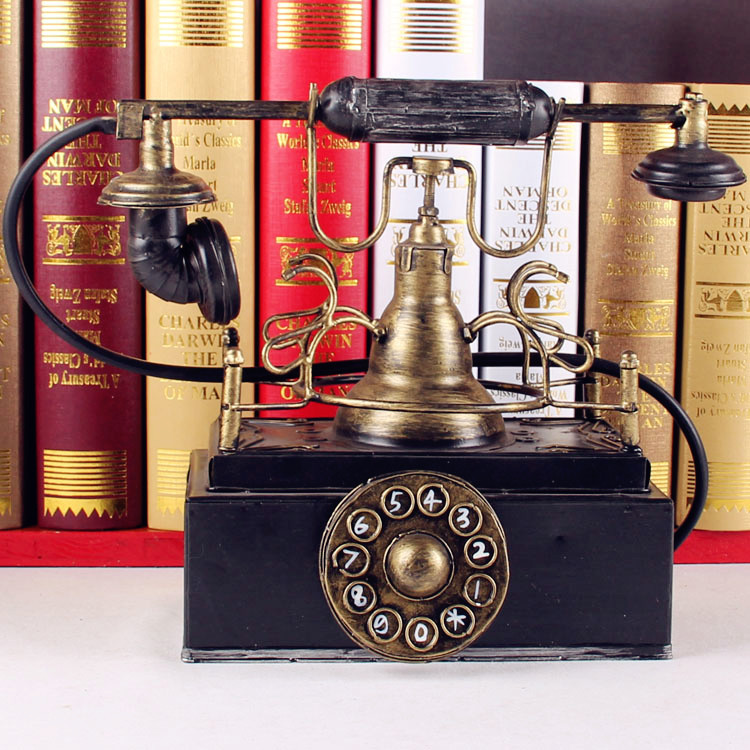 仿古怀旧电话机模型摆件店铺橱窗陈列道具复古样板房软装饰品欧式