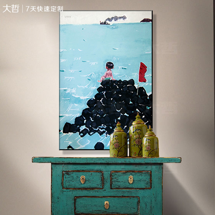 手绘油画人物卡通个性家居装饰画儿童房无框画名画唐志刚的中国梦