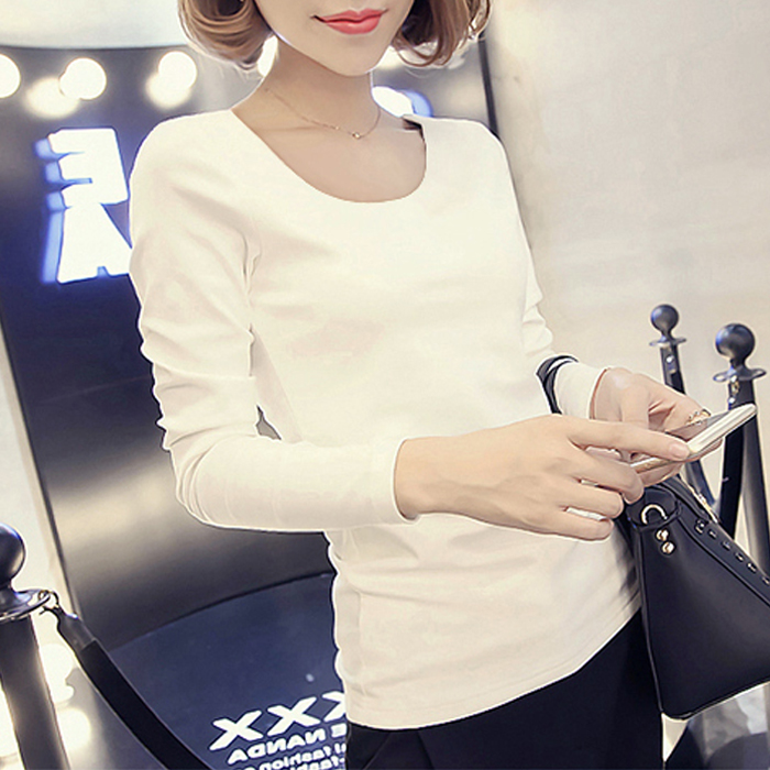 2015秋季新款韩版女装上衣长袖t恤女学生修身大码显瘦打底衫女士