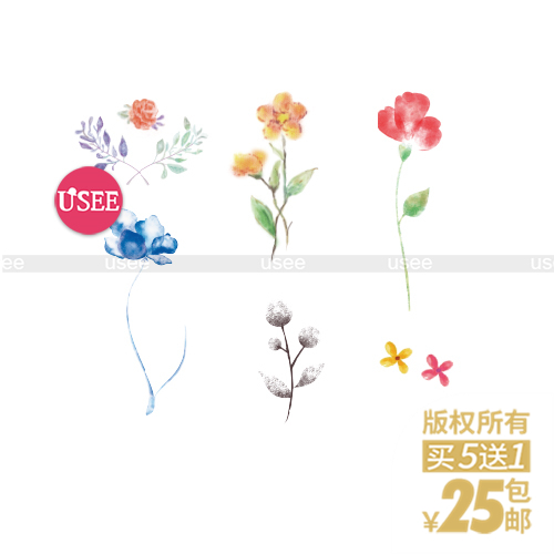 [USEE哟喜]原创防水纹身贴 罂粟花小花植物 彩色持久男女个性贴纸
