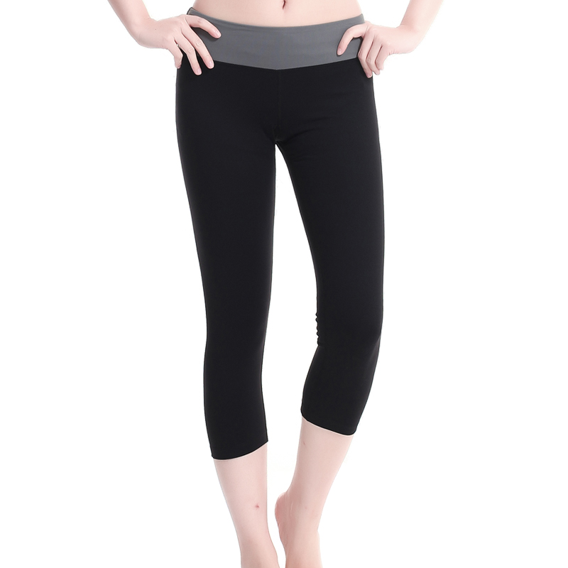 正品菩媞2015春夏新款黑色瑜伽服紧身七分裤 女士运动健身7分裤子