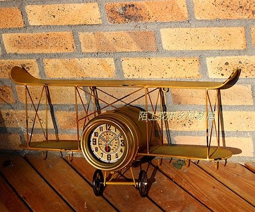 美式乡村 LOFT复古怀旧 铁艺飞机模型小搁板置物架带挂钩 壁饰