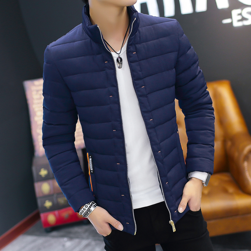 男士夹克衫秋冬季新款修身青年夹克加棉加厚外套韩版男装上衣潮流