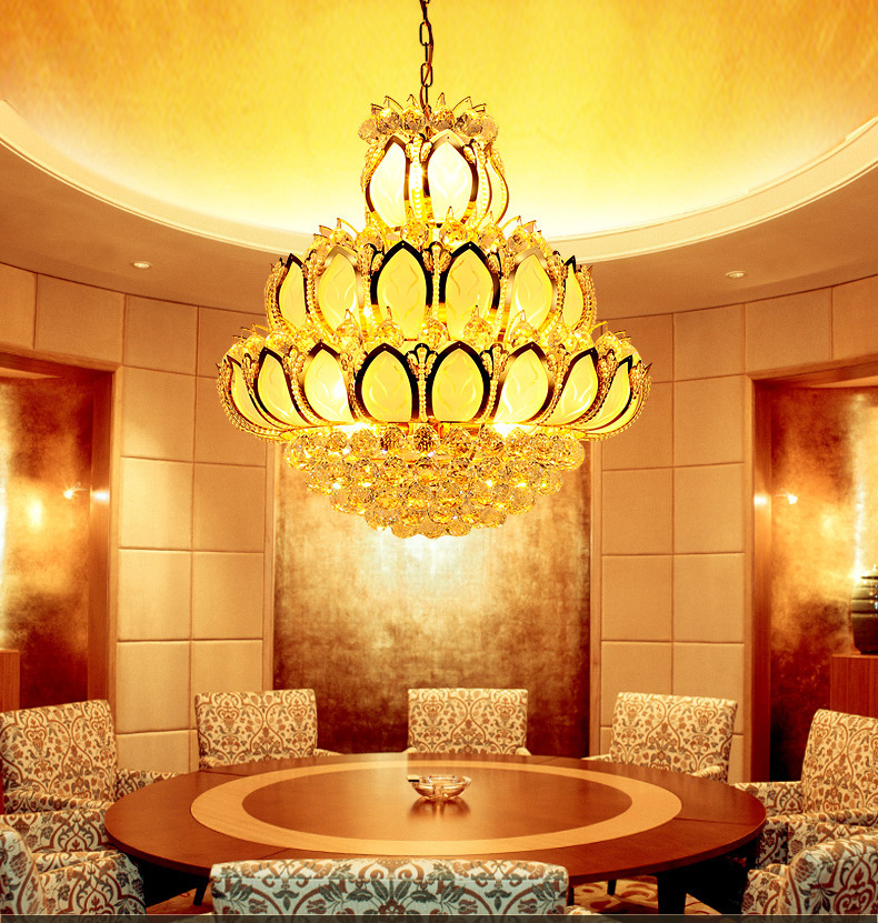 欧式水晶吊灯LED客厅餐厅复式楼别墅吊线灯大型工程灯饰具正品