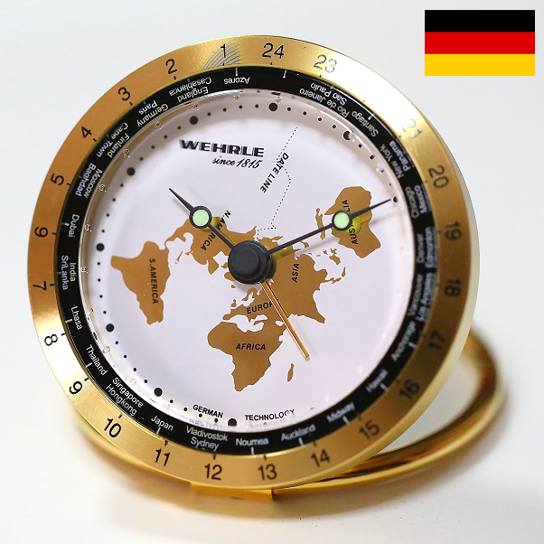德国制造德国进口世界时 闹钟铜便携折叠旅行钟出差旅游闹钟