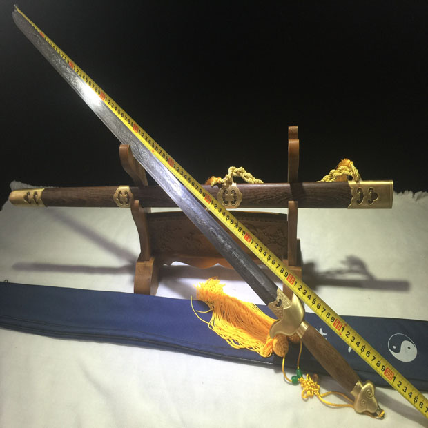 龙泉宝剑花纹铬钢全铜装具太极剑晨练剑软剑新货未开刃