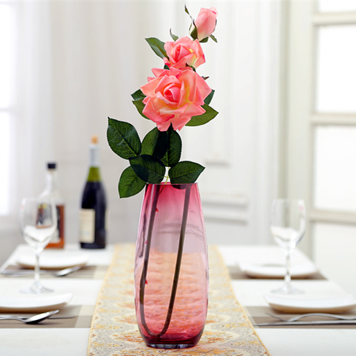 欧式彩色玻璃花瓶透明花插客厅大号插花水培器恐龙蛋花器工艺品