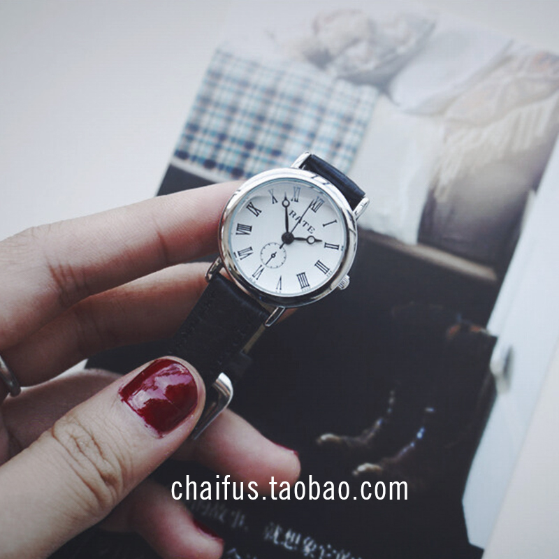 阿柴A31 复古另类指针《野里》小表盘小圆盘手表简约黑白皮带手表