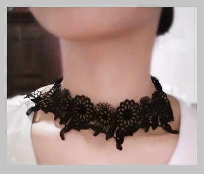 韩国代购同款时尚夸张黑白色蕾丝短款装饰品颈项链女遮盖脖子疤痕