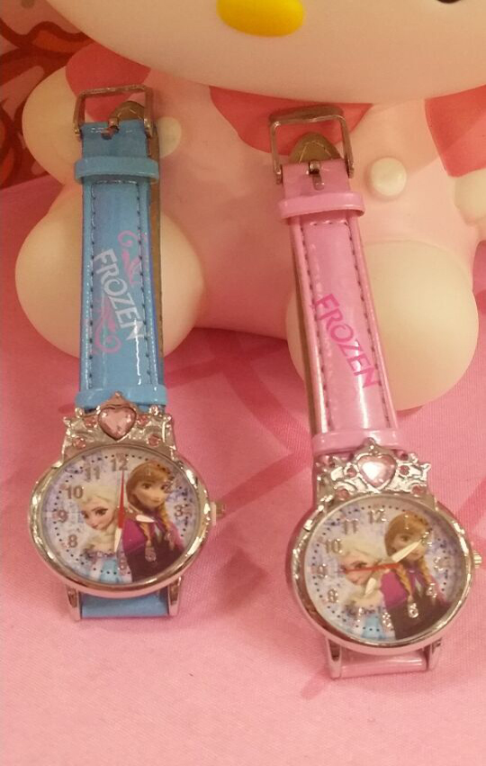 卡通迪士尼冰雪奇缘公主粉色蓝色儿童学生电子石英手腕表