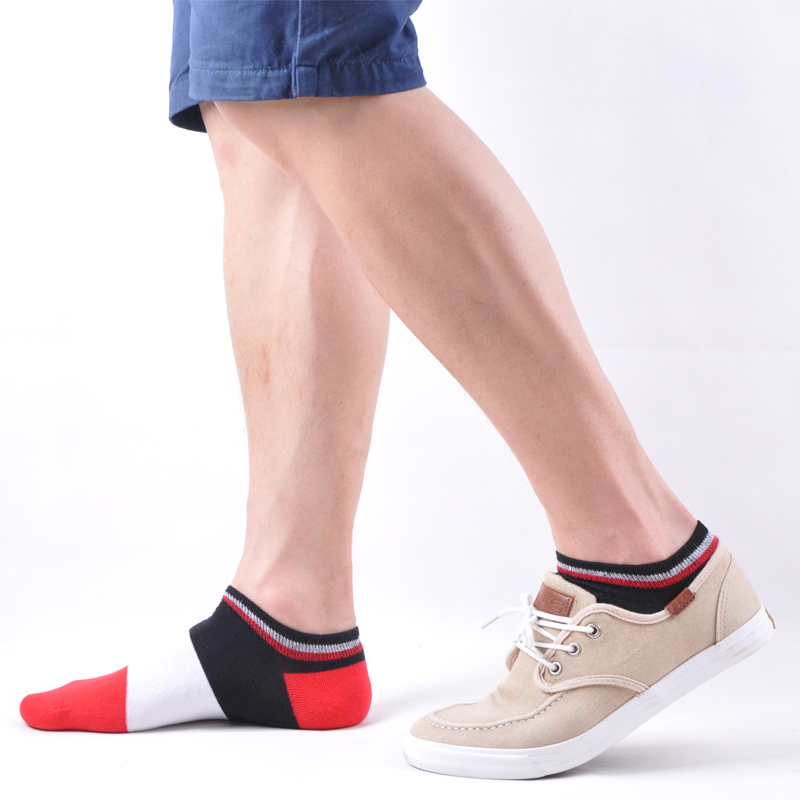 2015男士袜子夏季纯棉薄款短袜低帮运动袜篮球袜糖果色条纹船袜潮