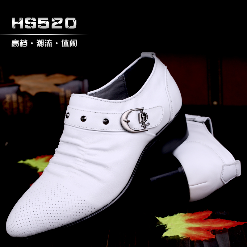 HS520正品真皮尖头皮鞋男韩版时尚潮流增高高跟休闲春季2015新款