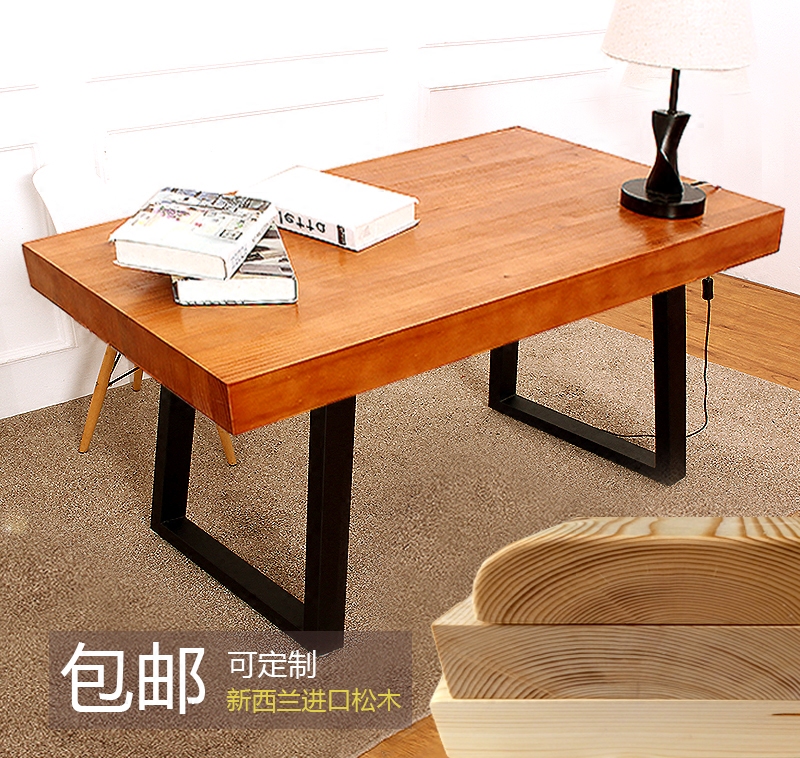 桌子简约实木办公桌美式家具复古铁艺定制餐桌长方形高档电脑书桌