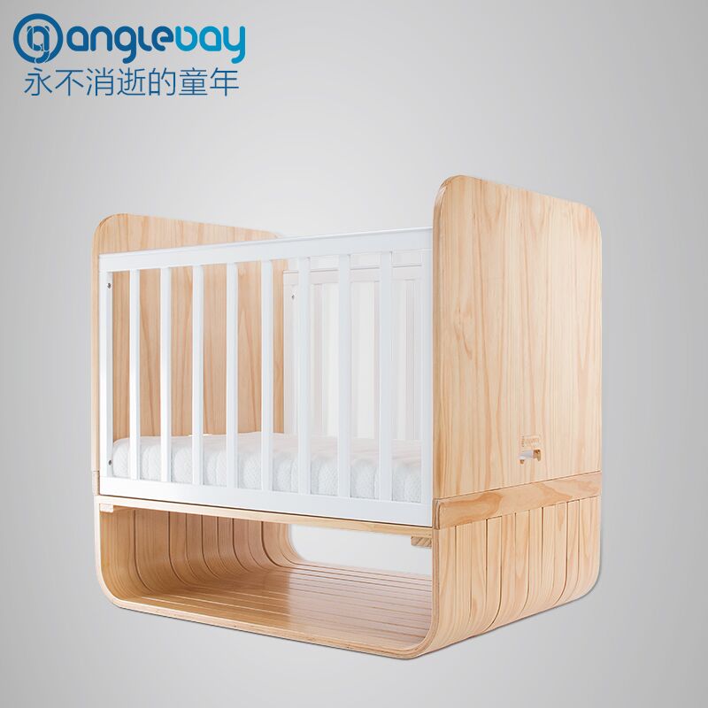 anglebay环保漆实木婴儿床 童床游戏床 0-18岁长度伸缩调节少年床