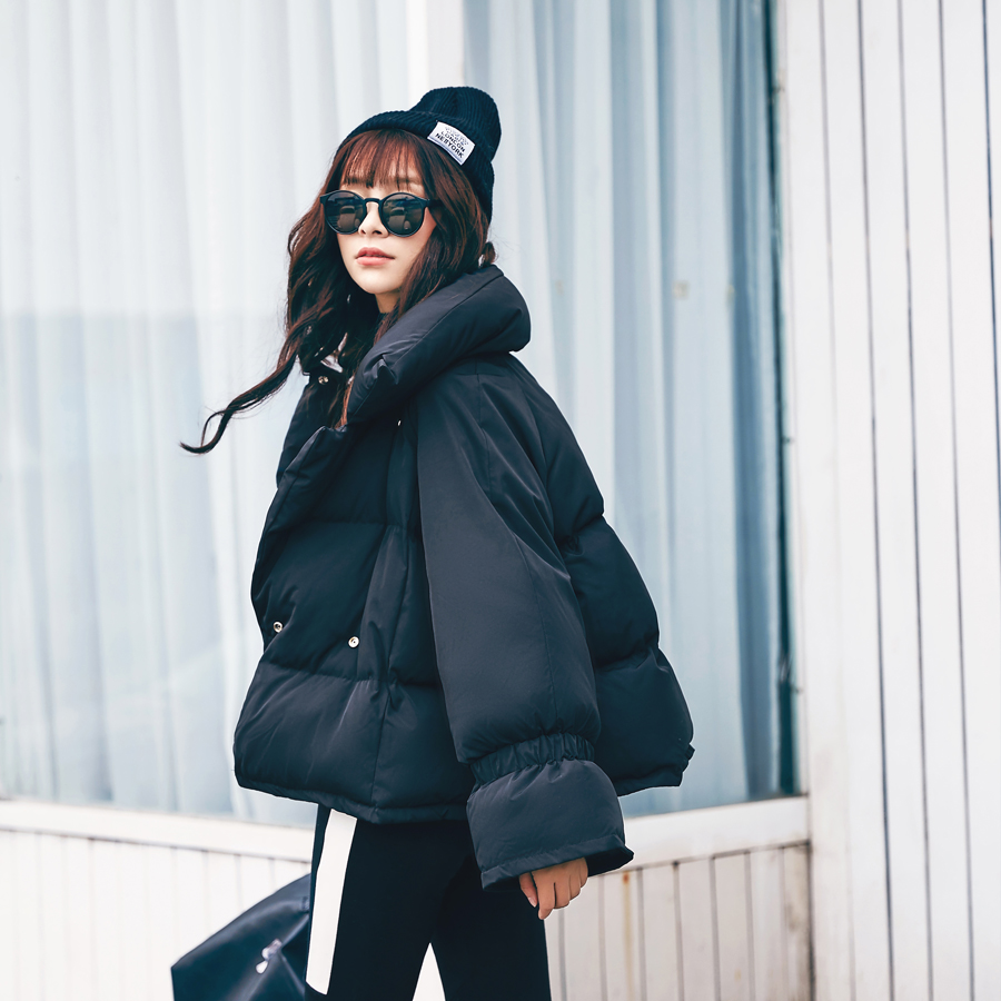 韩国2015代购冬季大码宽松加厚韩版学生外套喇叭袖棉衣棉服女棉袄