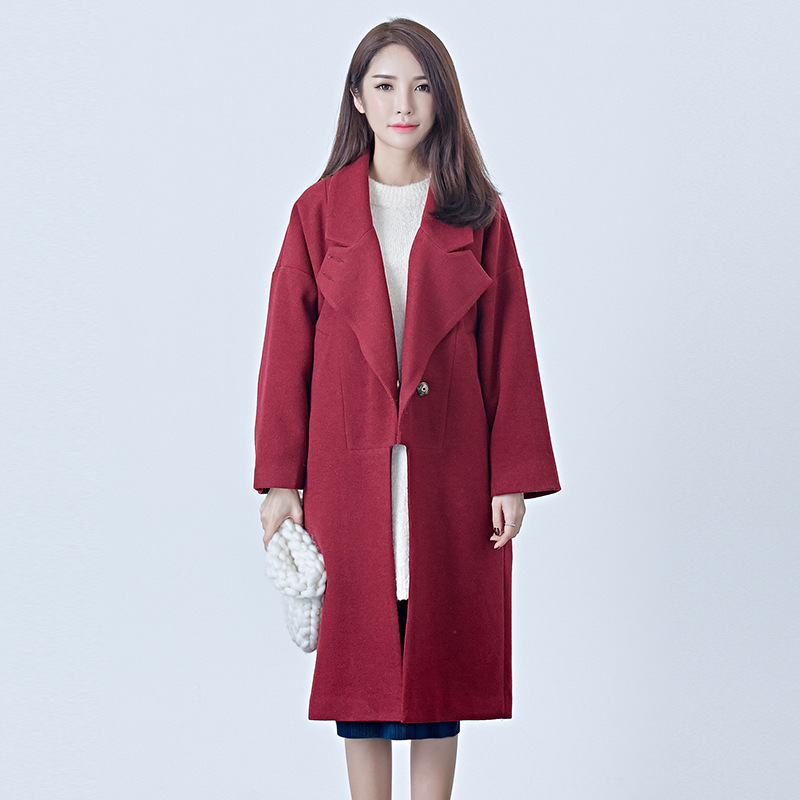 呢子大衣女中长款2016韩版女装冬季修身显瘦宽松羊毛呢外套女