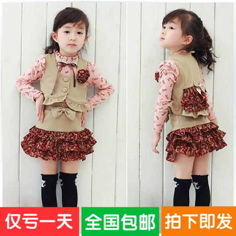 女童秋款2015新款儿童套裙三件套装2-3-4-5-6岁中小童装女公主裙