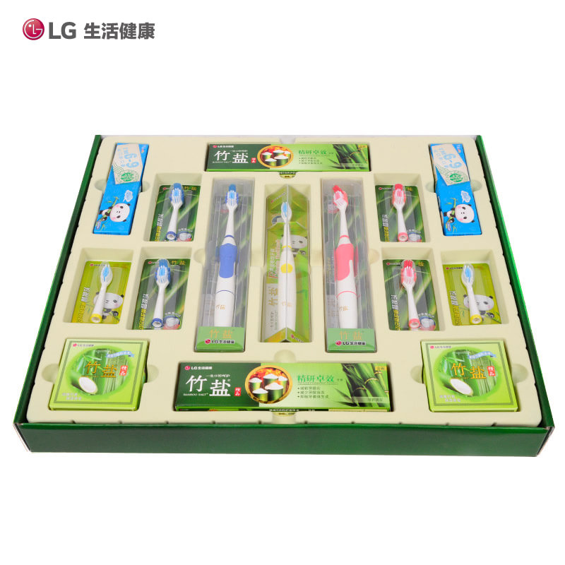 LG电动牙刷15件套2016新品绿色环保成人儿童非充电式超声波包邮