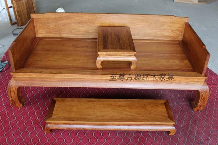非洲黄花梨刺猬紫檀素面罗汉床中式古典红木实木家具榫卯结构包邮