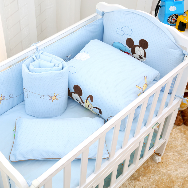 迪士尼宝宝床上用品套件纯棉被套床单春夏被子全棉床品婴儿床床围