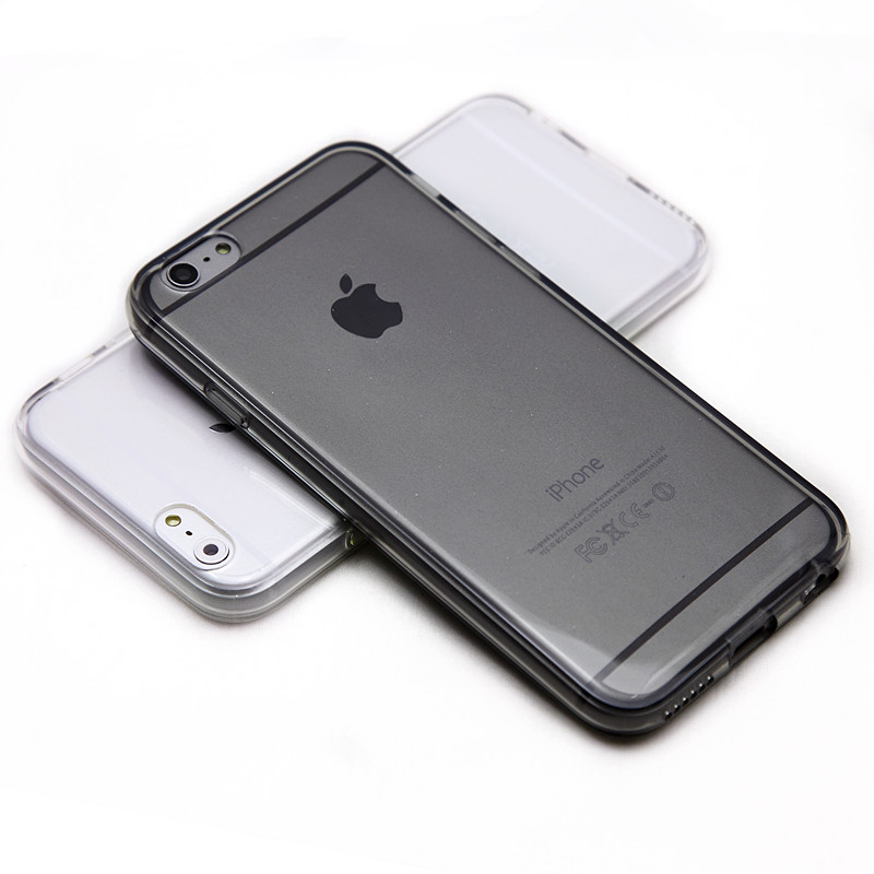 纯白灰黑色苹果iphone6s六代手机壳透明7硅胶全包边软套plus厚七