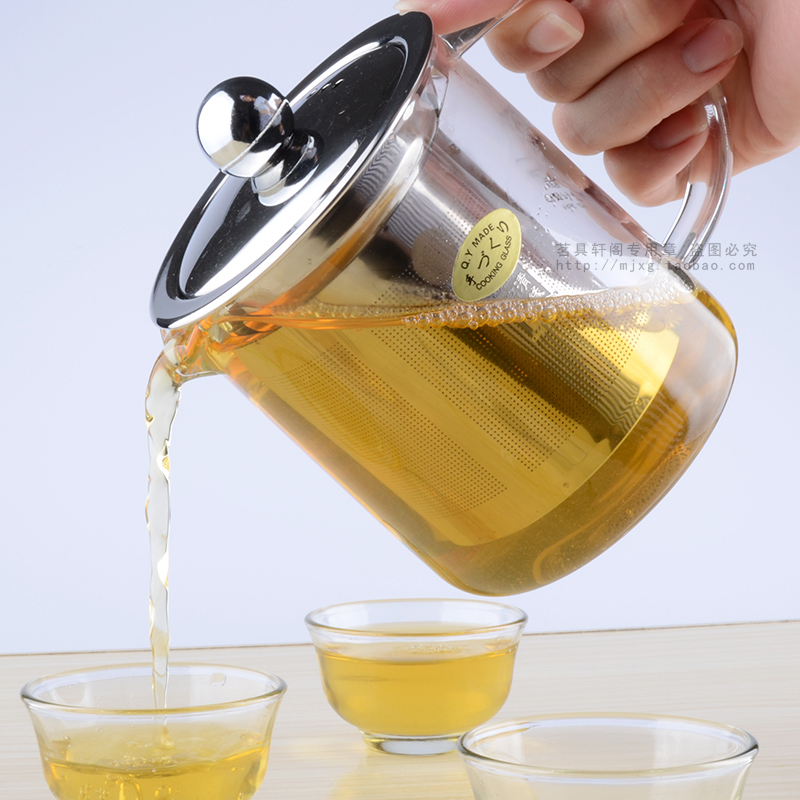 耐高温玻璃茶壶不锈钢过滤内胆拆洗泡茶器 小号透明花茶壶红茶泡