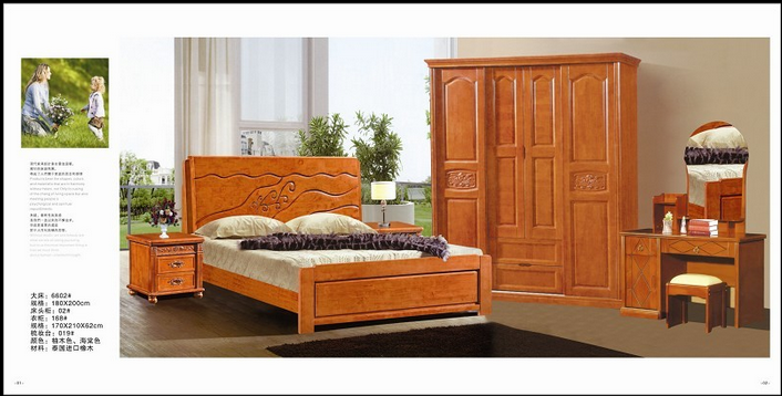 包邮主卧室套房实木套装橡木家具卧室组合四件套组合简约现代系列