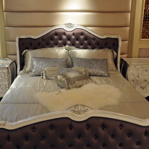 高档床品 银色床品 新古典 珠片床品套件 纺丝面料 可订制其他色