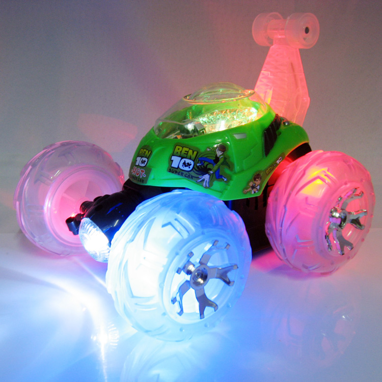 电动遥控车玩具汽车模型充电带音乐灯光变形特技翻斗车儿童玩具车