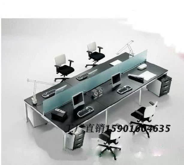 上海商城货源办公家具屏风位员工位职员桌黑白配办公桌6六人特价