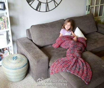 蔡依林同成人儿童美人鱼尾巴毯子沙发毯针织毛线盖毯休闲毯春冬季