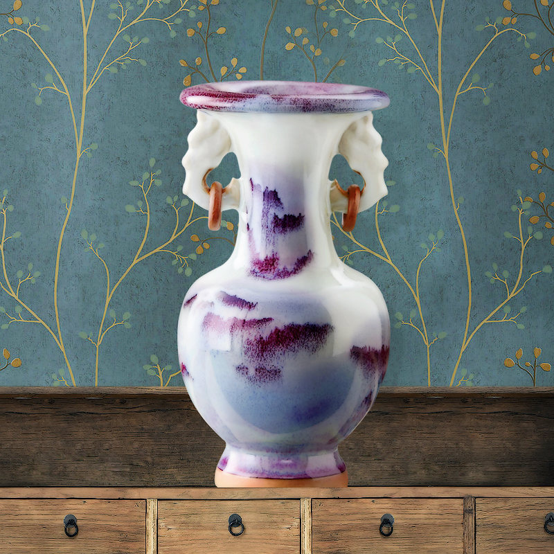cb16景德镇陶瓷器仿古窑变钧瓷花瓶现代家居装饰客厅工艺品摆件