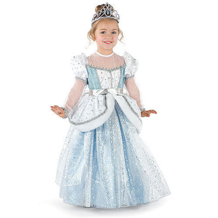 2015爆款Cinderella 灰姑娘浅蓝色礼服公主裙 泡泡袖长款蓬蓬裙