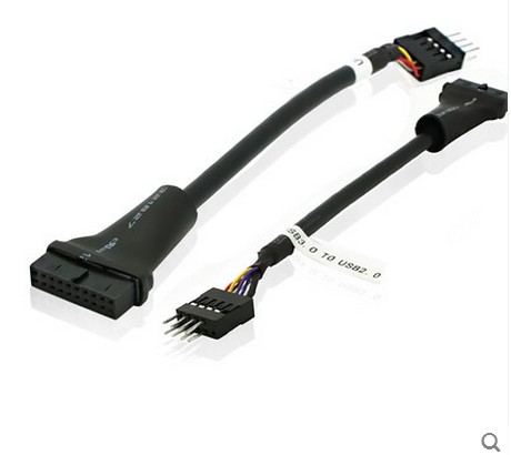 USB主板连接线公对母转接线USB20pin对9pin接主板USB3.0线面板线