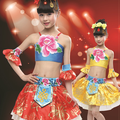 15新款六一儿童表演服演出服幼儿民族舞蹈跳舞裙荷塘月色大牡丹