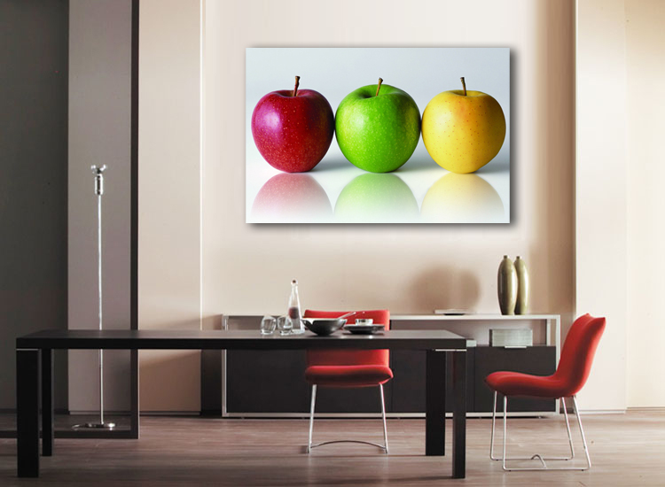 牛木匠现代装饰画无框画单幅客厅挂画水果画餐厅挂画  三色苹果图
