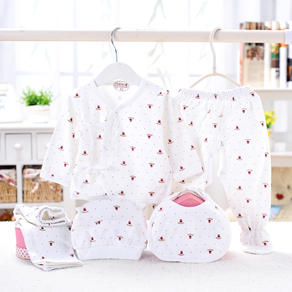 新生儿衣服纯棉五件套宝宝内衣套装全棉婴儿礼盒0-3个月保暖睡衣