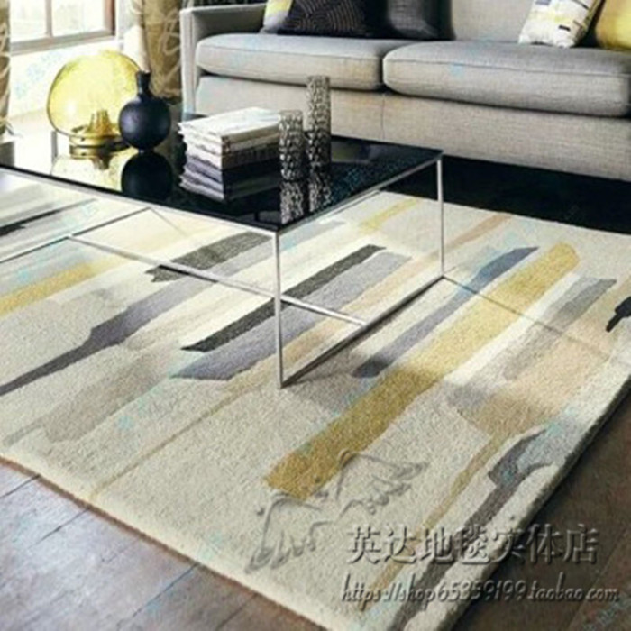 时尚简约条纹宜家地毯客厅茶几沙发地毯卧室床边手工地毯定制