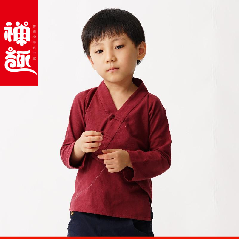 禅趣 2016秋冬新款中国风童装男童女童中式盘扣衬衣儿童长袖衬衫