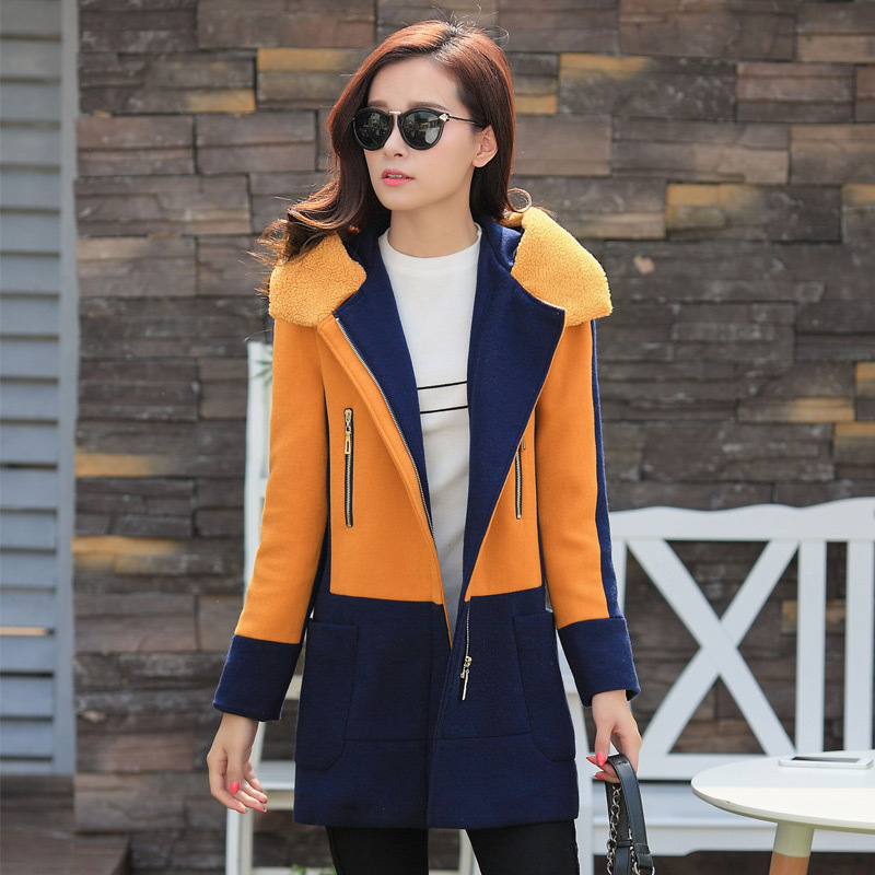 实拍新款秋冬装韩版羊毛呢外套修身女装加厚中长款保暖大衣