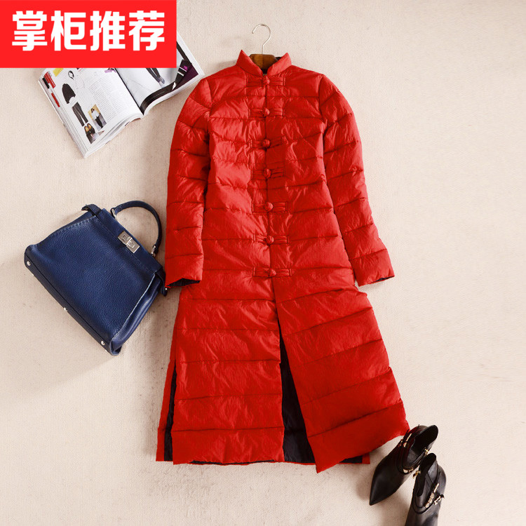 2015冬季新款中国复古旗袍式气质羽绒服女中长款修身显瘦保暖外套