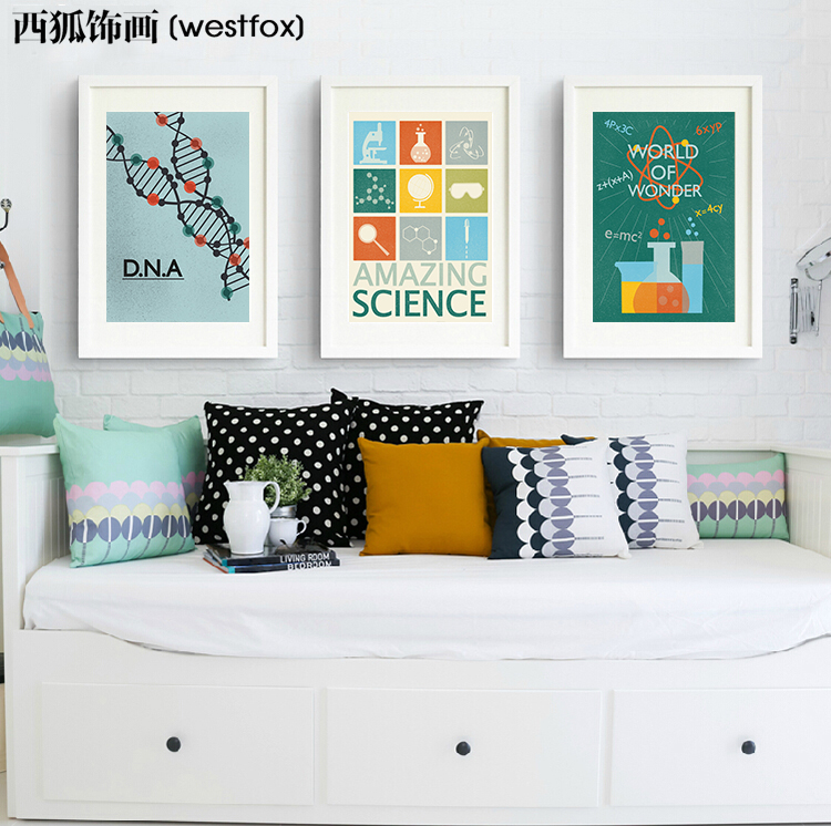 DNA 化学系简约自然科学三联办公室装饰画组合公司书房挂画照片墙