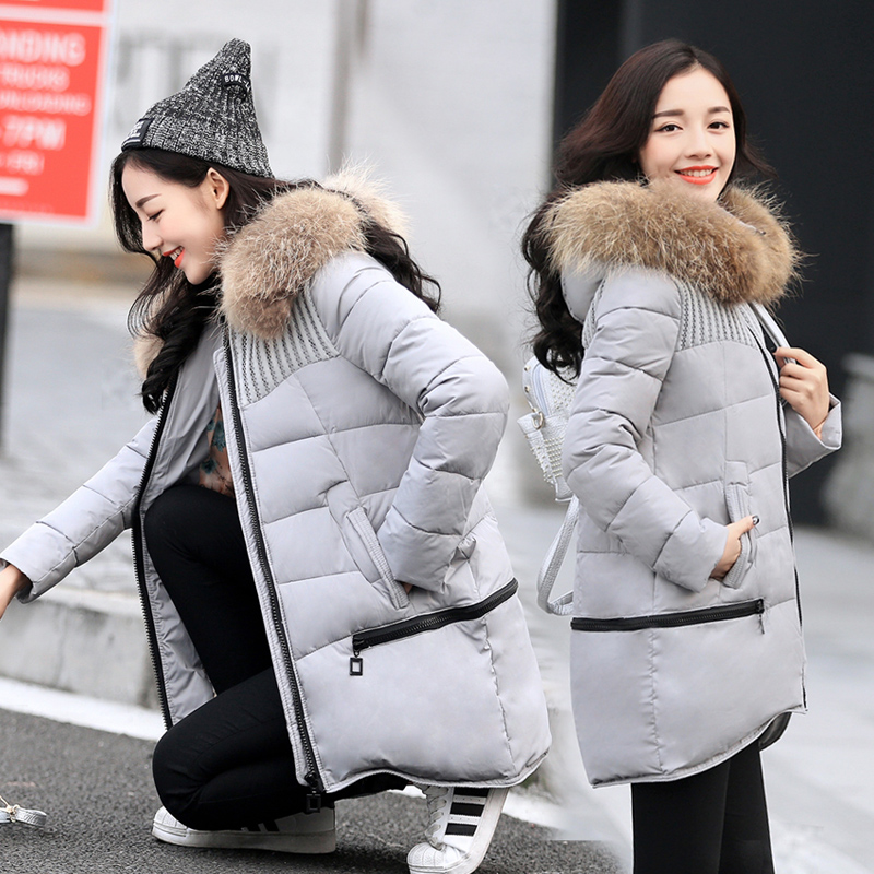 棉衣女中长款2015冬装新款女装韩版修身厚大毛领棉服女中长款外套