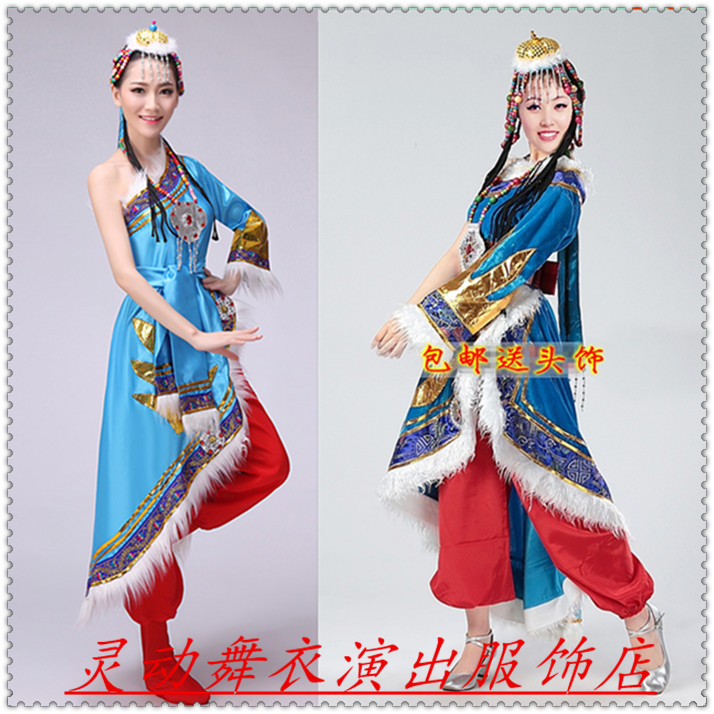 女装少数民族表演舞台装藏族演出服藏族舞蹈服装女士水袖2015新款