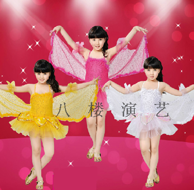 新款六一学生服装舞蹈服儿童表演服演出公主裙女童小蜜蜂蝴蝶翅膀
